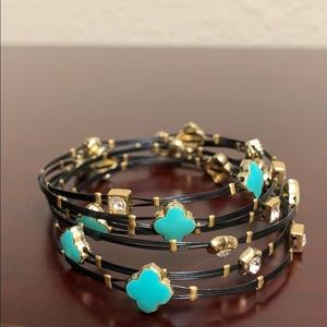 Stackable enameled and rhinestone bracelets